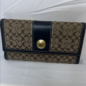 Coach Brown and Black Tri-Fold Wallet